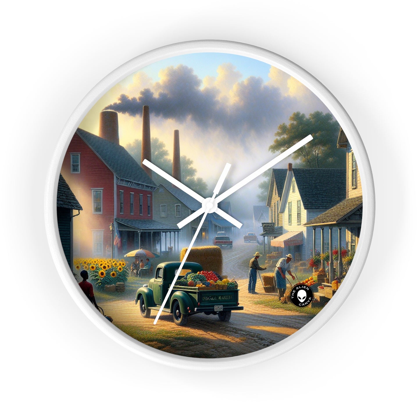 "Harvest Tranquility: A Midwest Farm Scene" - The Alien Wall Clock Regionalism