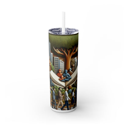 "Unity in Diversity: A Social Sculpture Celebrating Interconnectedness" - The Alien Maars® Skinny Tumbler with Straw 20oz Social Sculpture