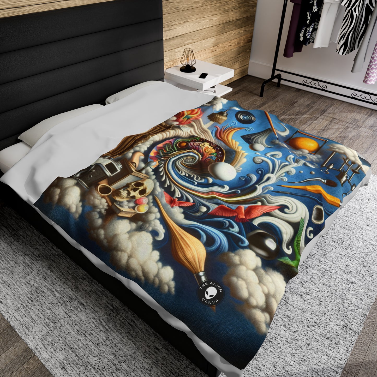 "Temporal Meltdown: Surreal Landscape" - The Alien Velveteen Plush Blanket Surrealism