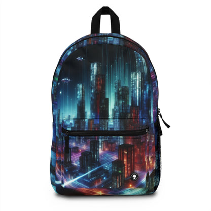 "Neon Skyline: un paisaje urbano futurista" - La mochila alienígena