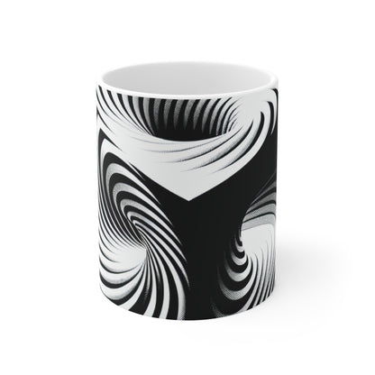 "Cube convolutif : une illusion d'optique de mouvement incessant" - La tasse en céramique Alien 11oz Op Art