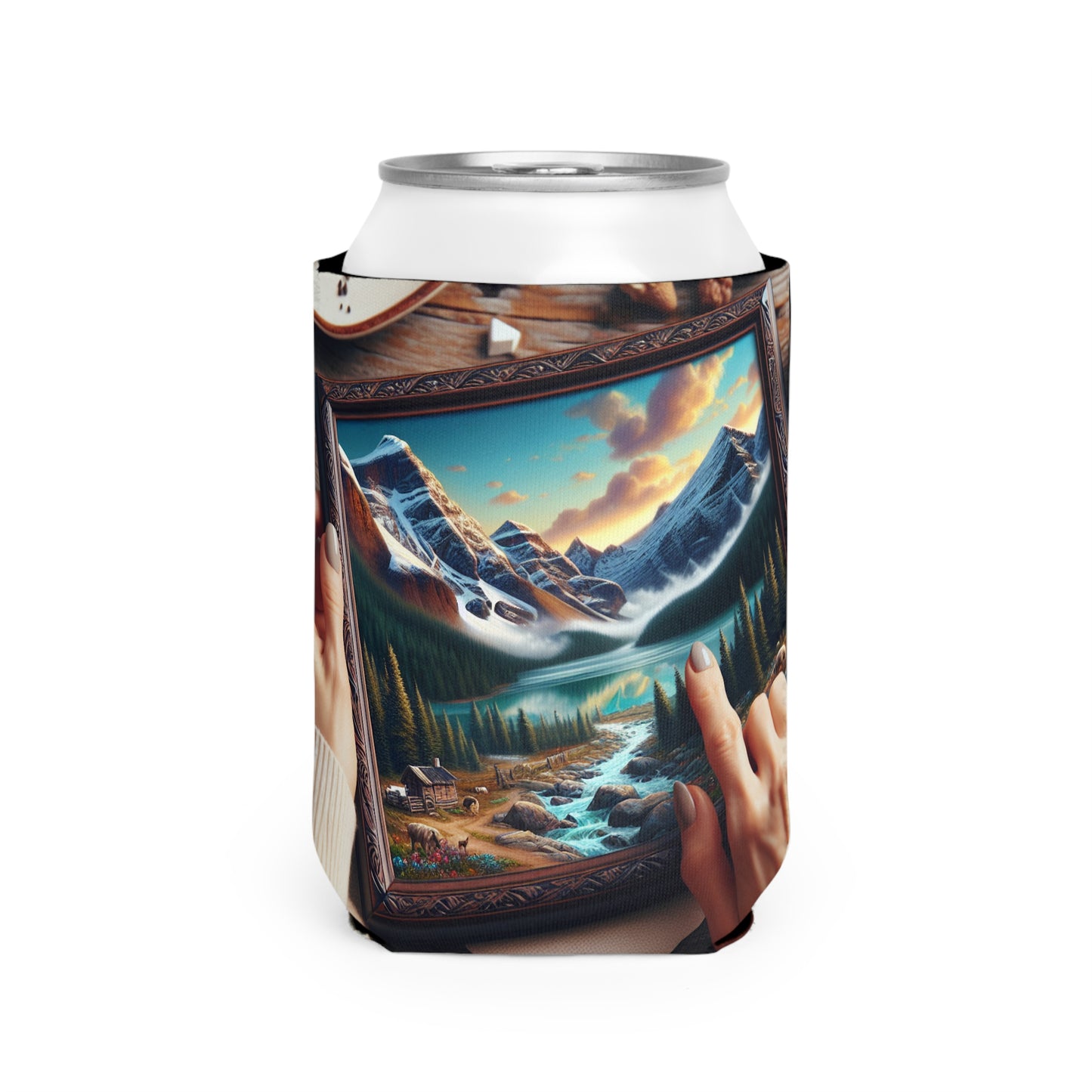 "El retrato en mosaico: Revelando el fotorrealismo a través de la belleza fragmentada" - The Alien Can Cooler Sleeve Photorealism