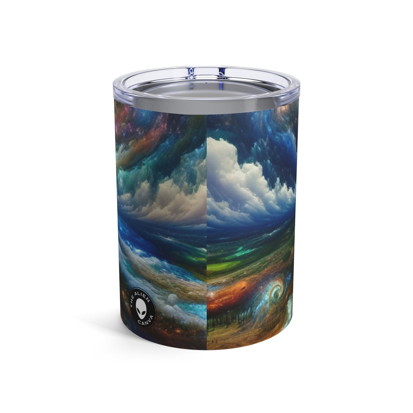 "Patchwork galáctico: un paisaje surrealista" - Vaso Alien de 10 oz