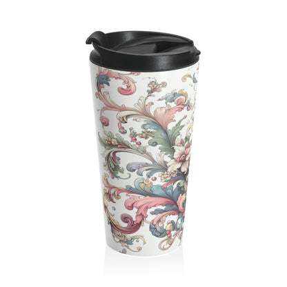 "Enchanted Elegance: A Rococo Garden Soirée" - The Alien Stainless Steel Travel Mug Rococo