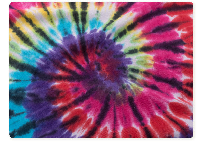 Manga corta holgada con efecto tie-dye en espiral de arcoíris para hombre