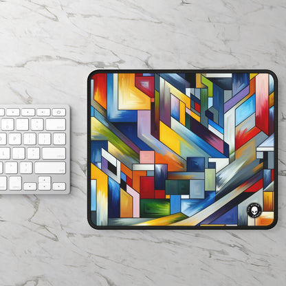 "City Pulse: A Vibrant Nighttime Geometric Journey" - The Alien Gaming Mouse Pad Hard-edge Painting