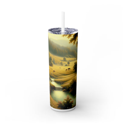 "Medieval Market: A Proto-Renaissance Scene" - The Alien Maars® Skinny Tumbler with Straw 20oz Proto-Renaissance