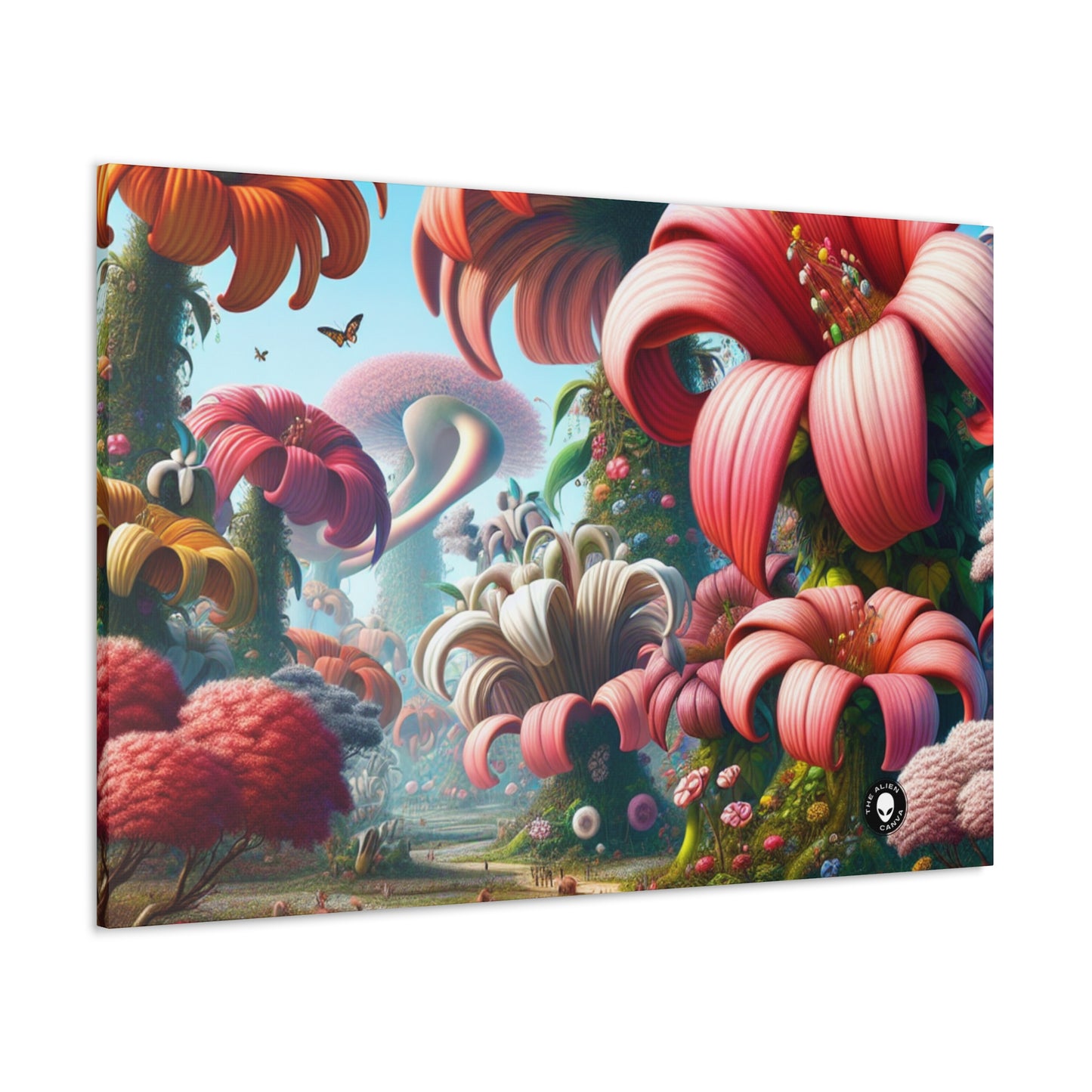 "Jardín de fantasía: grandes flores y pequeñas criaturas" - The Alien Canva