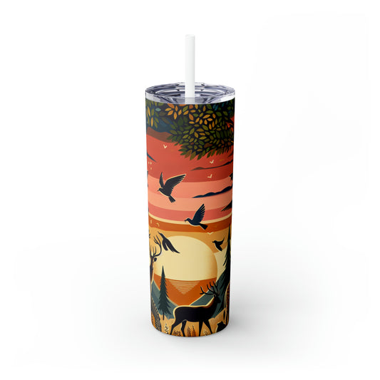 "Natural Primalism: Revealing the Essence" - The Alien Maars® Skinny Tumbler with Straw 20oz Primitivism