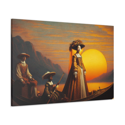 "Golden Twilight in the Italian Gondola" - The Alien Canva Renaissance Art Style