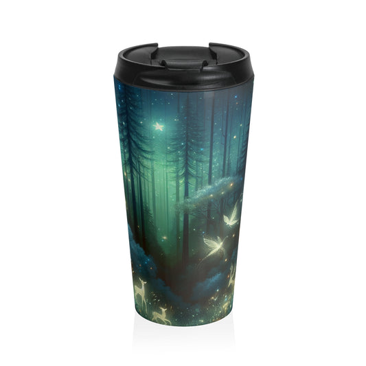 "Noche encantada en el bosque susurrante": taza de viaje de acero inoxidable de The Alien