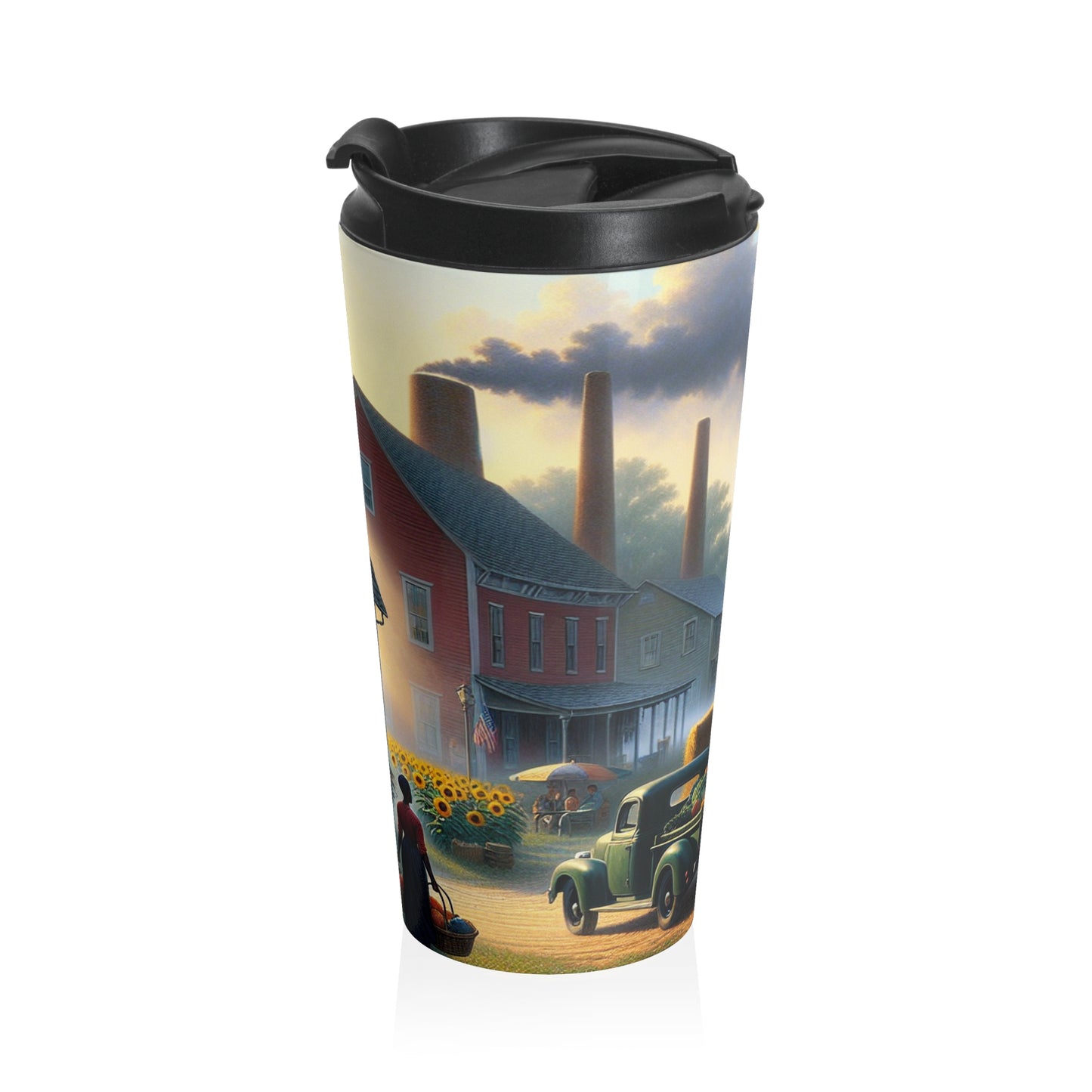 "Harvest Tranquility: A Midwest Farm Scene" - The Alien Stainless Steel Travel Mug Regionalism