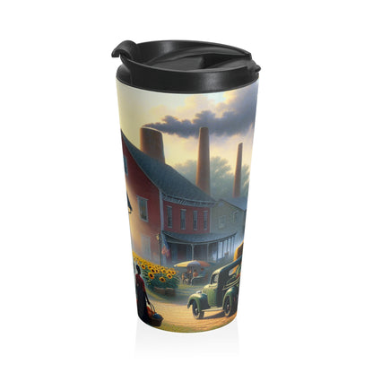 "Harvest Tranquility: A Midwest Farm Scene" - The Alien Stainless Steel Travel Mug Regionalism