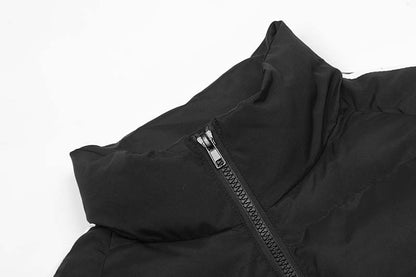 Manteau à col montant imprimé de lettres rayées pour hommes