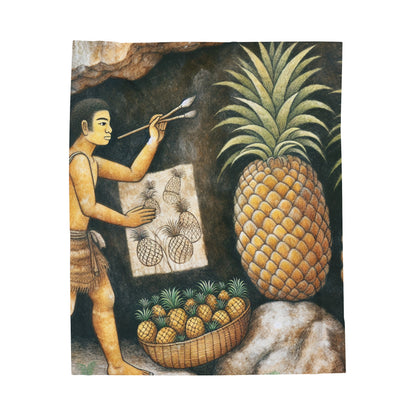 "Pineapple Harvest" - The Alien Velveteen Plush Blanket Cave Painting Style