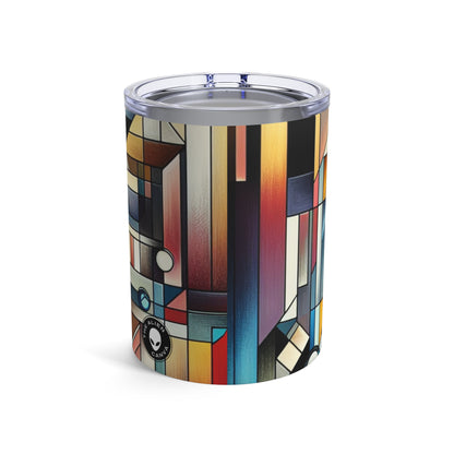 "Luces de la ciudad: Anochecer geométrico" - The Alien Tumbler 10oz Abstracción geométrica