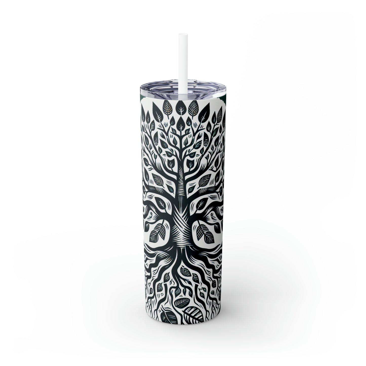 « Arbre généalogique moderne de gravure sur bois » - The Alien Maars® Skinny Tumbler avec paille 20oz impression de gravure sur bois