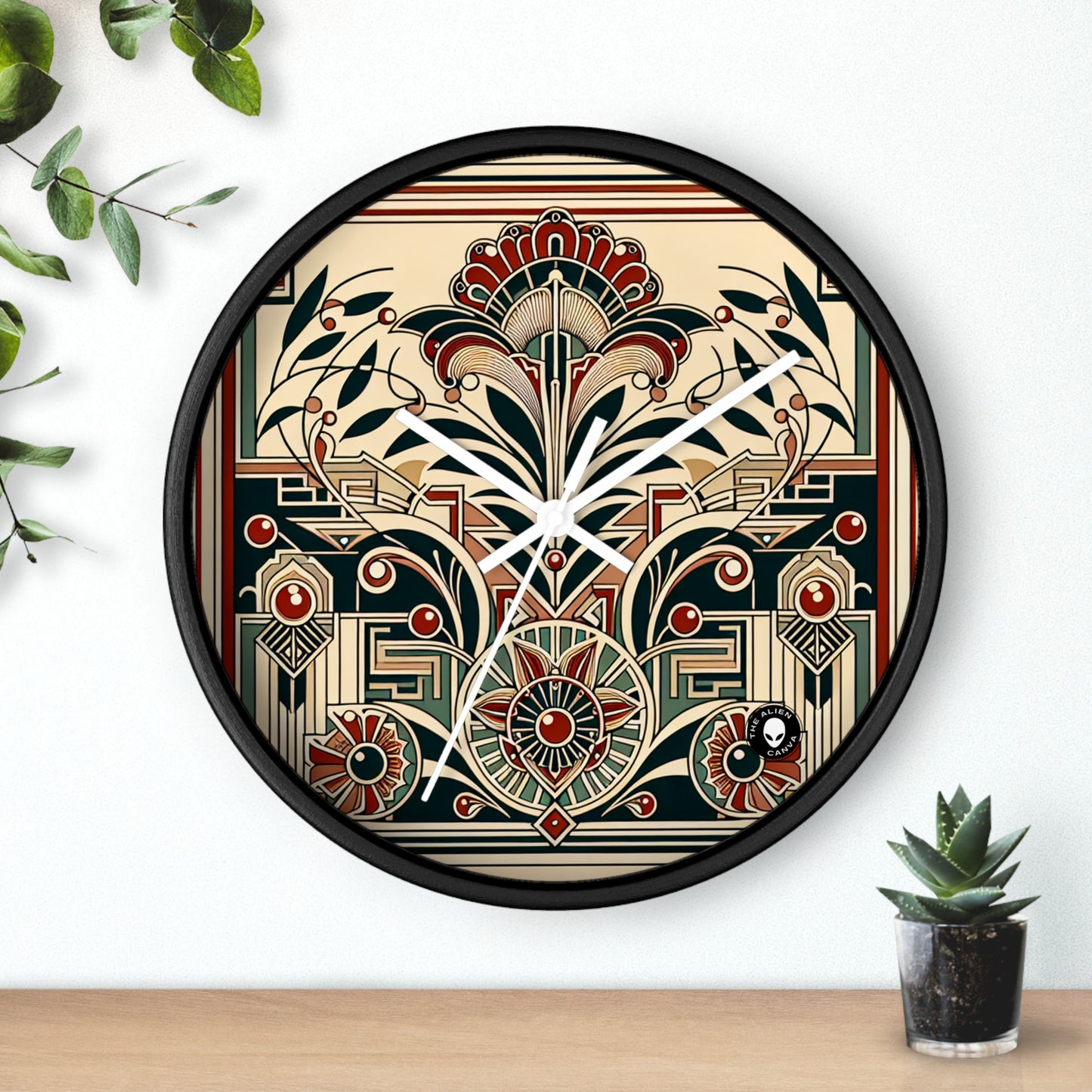 "Golden Glamour: A Dynamic Art Deco Cityscape at Sunset" - The Alien Wall Clock Art Deco