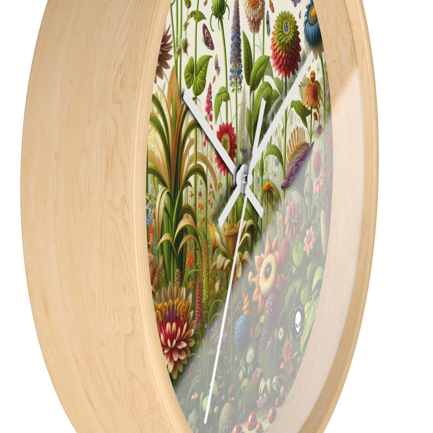 "Enchanted Garden: A Whimsical Scene" - The Alien Wall Clock