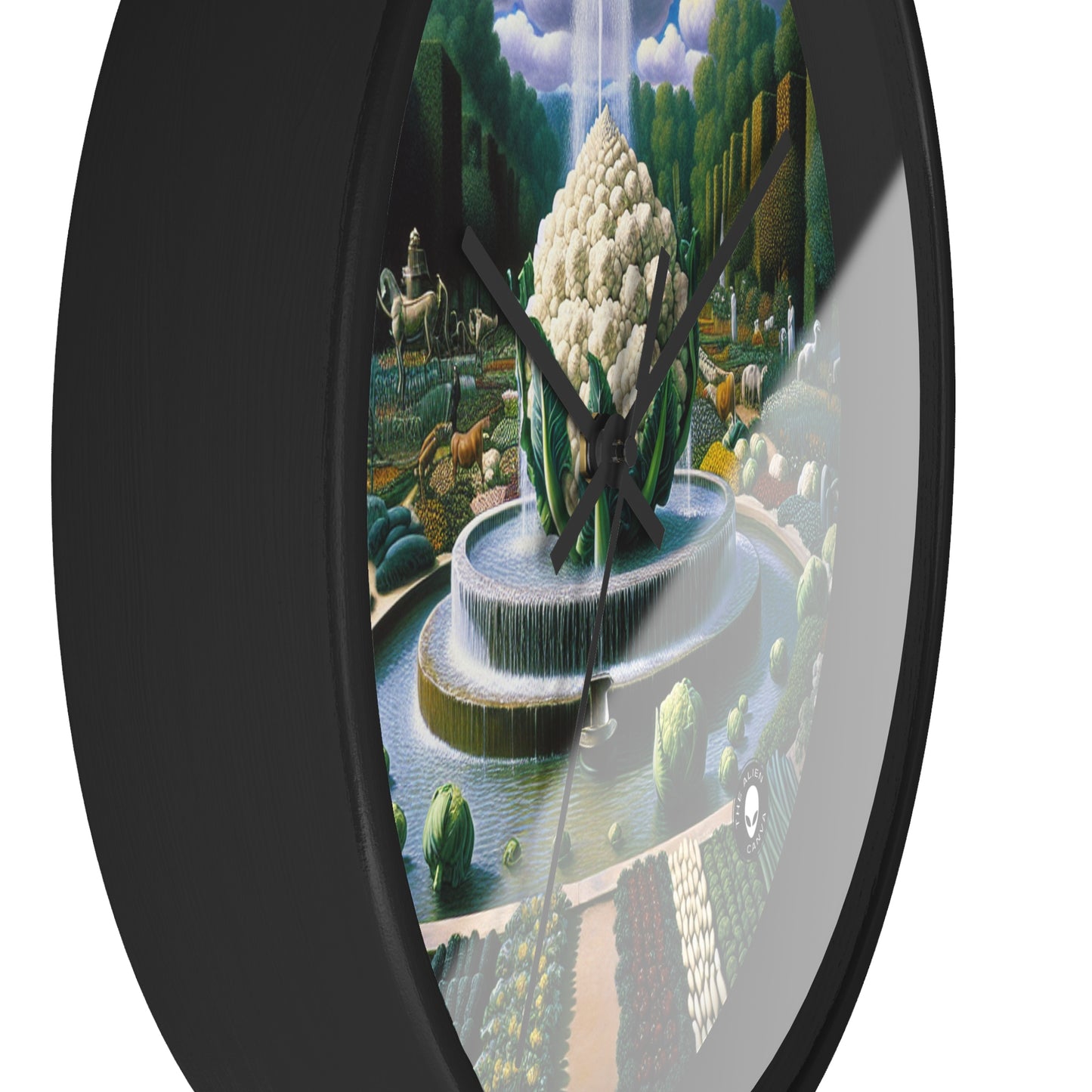 "The Vegetable Fountain: A Cauliflower Conglomerate" - The Alien Wall Clock Surrealism