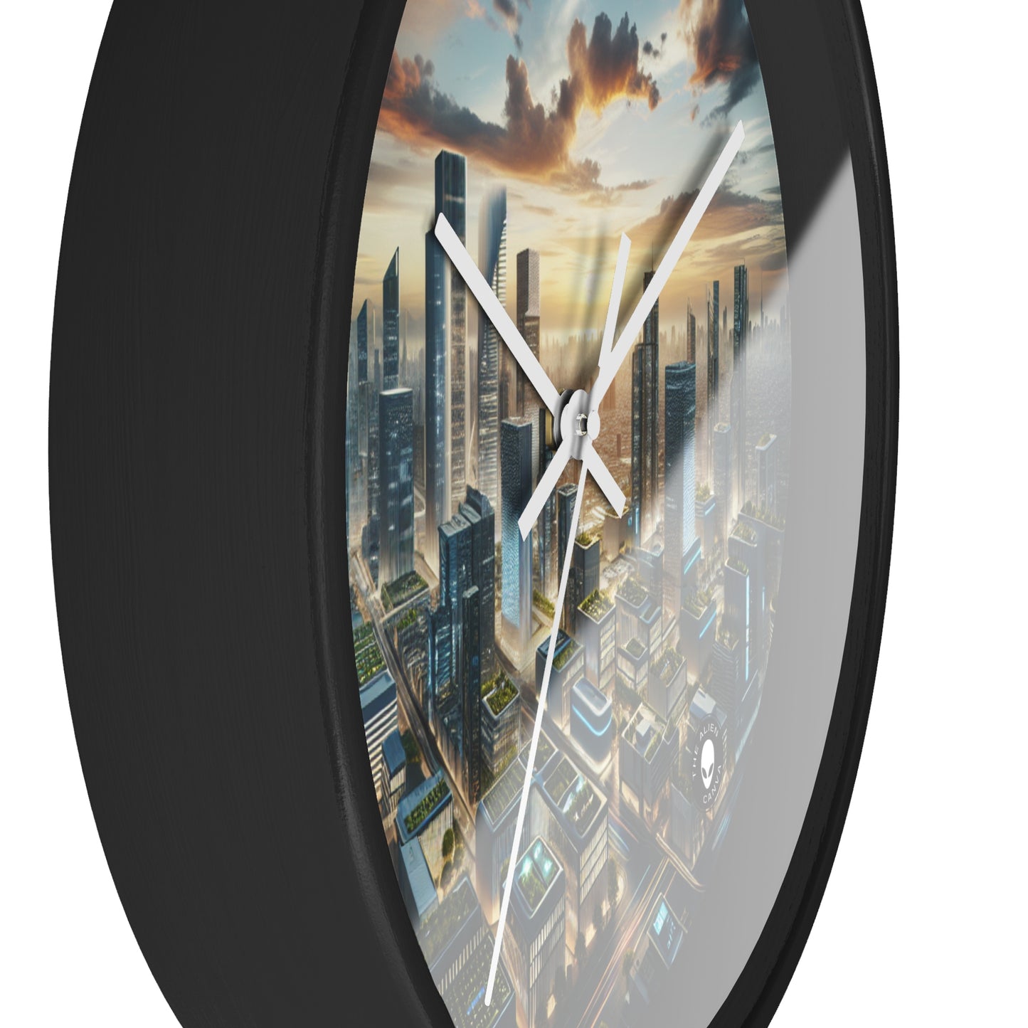 "Future Métropole : Une utopie urbaine néo-futuriste" - L'horloge murale Alien Néo-futurisme