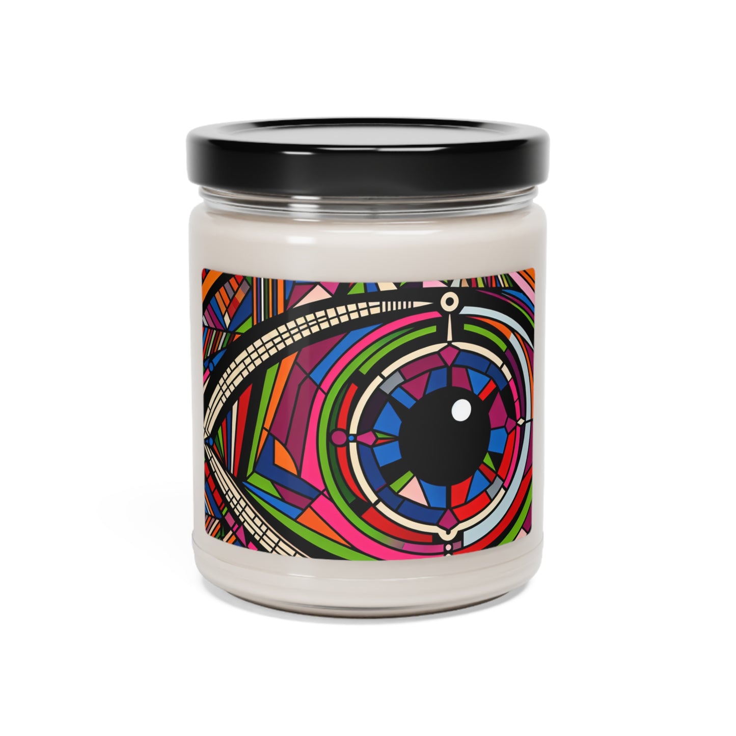 "Ojo del ilusionista". - Vela de soja con aroma a alienígena, estilo Op Art de 9 oz