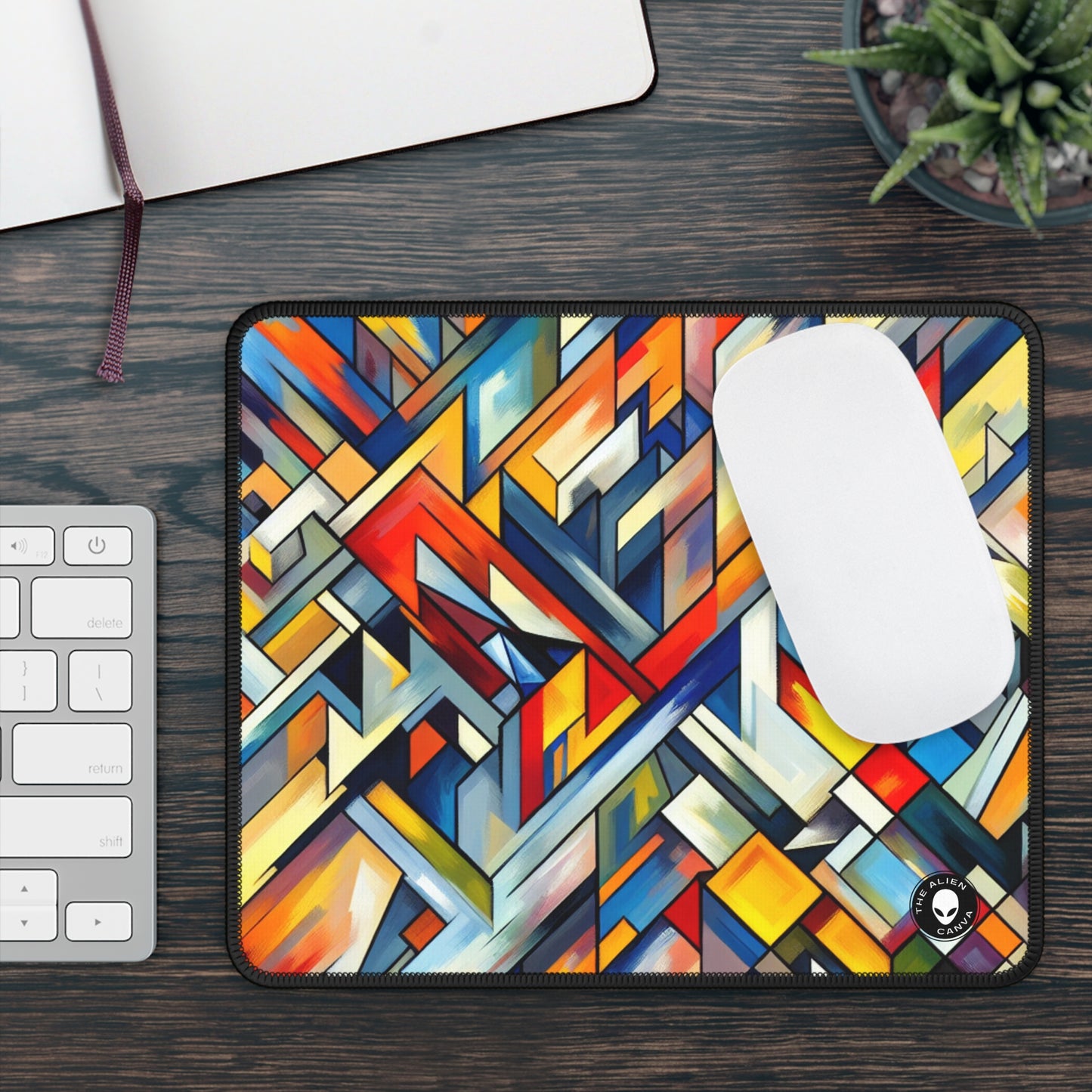 "Night Pulse: Un paisaje urbano cubofuturista" - The Alien Gaming Mouse Pad Cubo-Futurismo