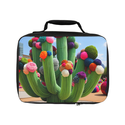 "Cactus llenos de hilo en el cielo": estilo bombardeo de hilo de la bolsa de almuerzo alienígena (arte de fibra)