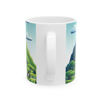 "Tranquil Skies: Hot Air Balloon Adventure" - The Alien Ceramic Mug 11oz