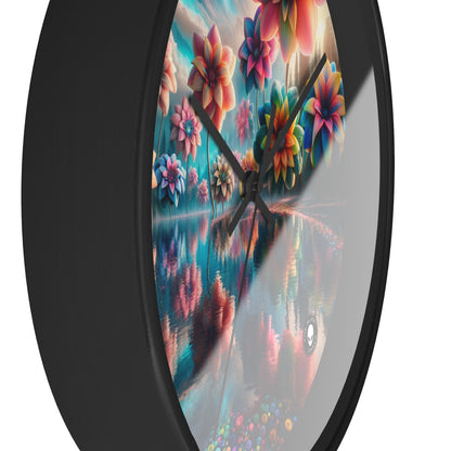 "Enchanted Waters: A Floral Dreamland" - The Alien Wall Clock