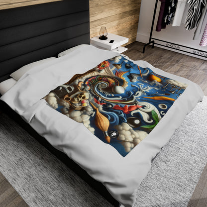 "Temporal Meltdown: Surreal Landscape" - The Alien Velveteen Plush Blanket Surrealism