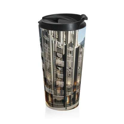 "Illuminating Elegance: An Art Deco City Street" - The Alien Stainless Steel Travel Mug Art Deco Style