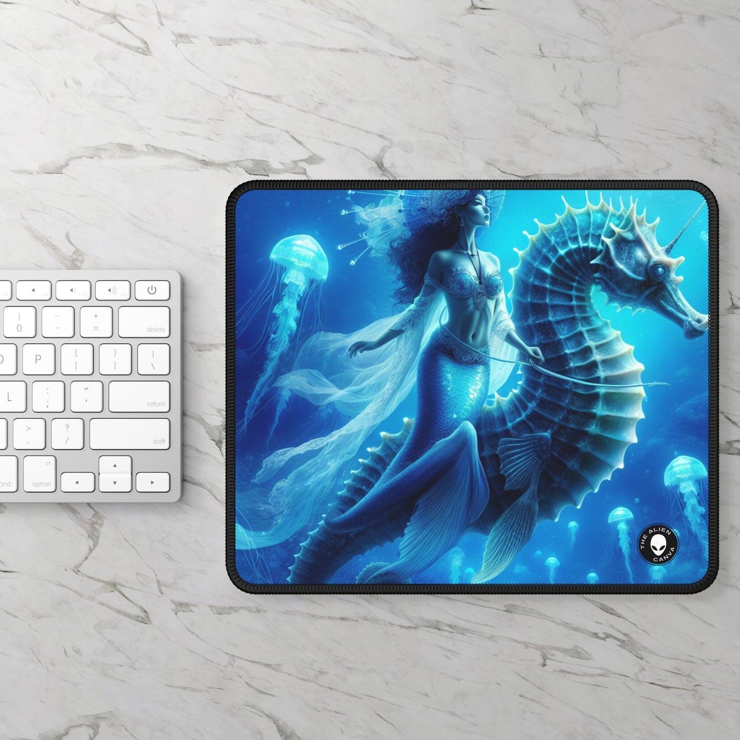 "Mermaid Magic: Journey with the Giant Seahorse" - The Alien Gaming Mouse Pad