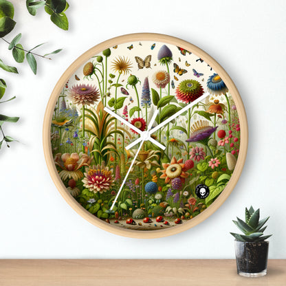 "Enchanted Garden: A Whimsical Scene" - The Alien Wall Clock