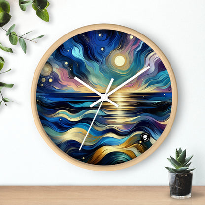 "Midnight Majesty: Abstract Ocean Reflections" - The Alien Wall Clock