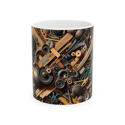 "L'harmonie de la nature : assemblage d'art avec des objets trouvés" - La tasse en céramique Alien 11oz Assemblage Art