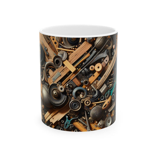 "Nature's Harmony: Assemblage Art with Found Objects" - The Alien Ceramic Mug 11oz Assemblage Art