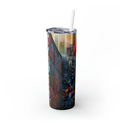 "Revolting Renaissance: A Vibrant Urban Uprising" - The Alien Maars® Skinny Tumbler avec paille 20oz Street Art / Graffiti