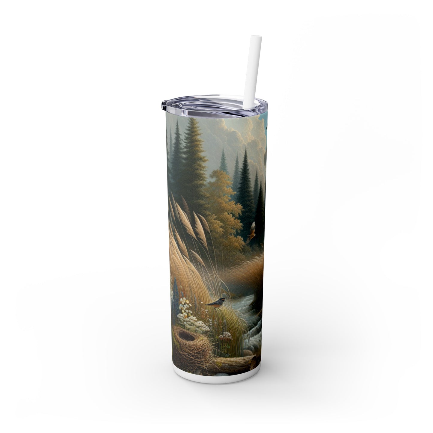 "Rebirth and Decay: A Sustainable Art Installation" - The Alien Maars® Skinny Tumbler with Straw 20oz Environmental Art