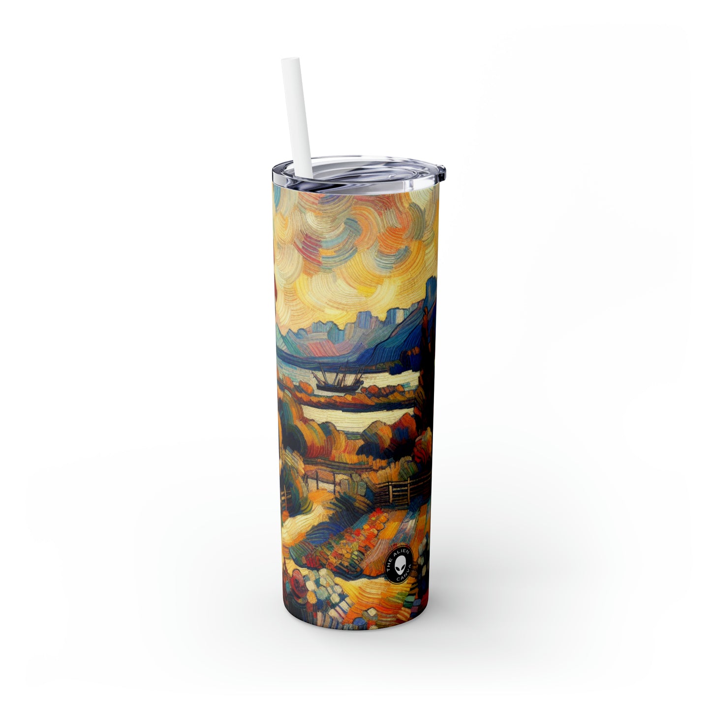 "Nature's Kaleidoscope: A Vivid Fauvism Exploration of the Animal Kingdom" - The Alien Maars® Skinny Tumbler with Straw 20oz Fauvism