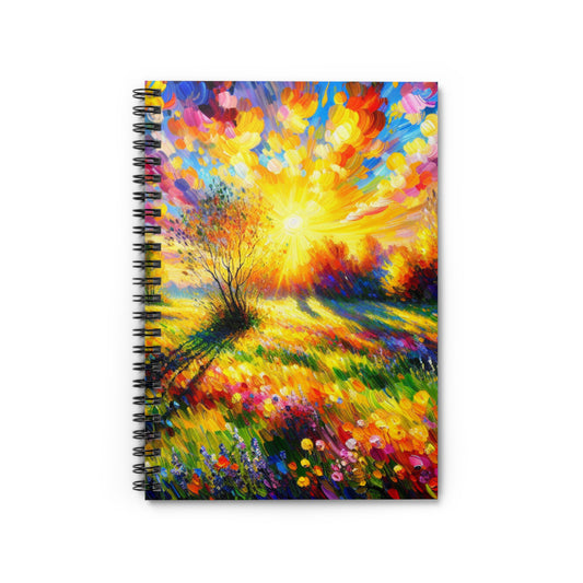 "Vibrant Springtime Sky" - Cuaderno de espiral The Alien (línea rayada) Estilo fauvismo