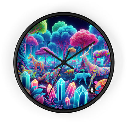 "Glowing Enchantment: Neon Forest" - The Alien Wall Clock