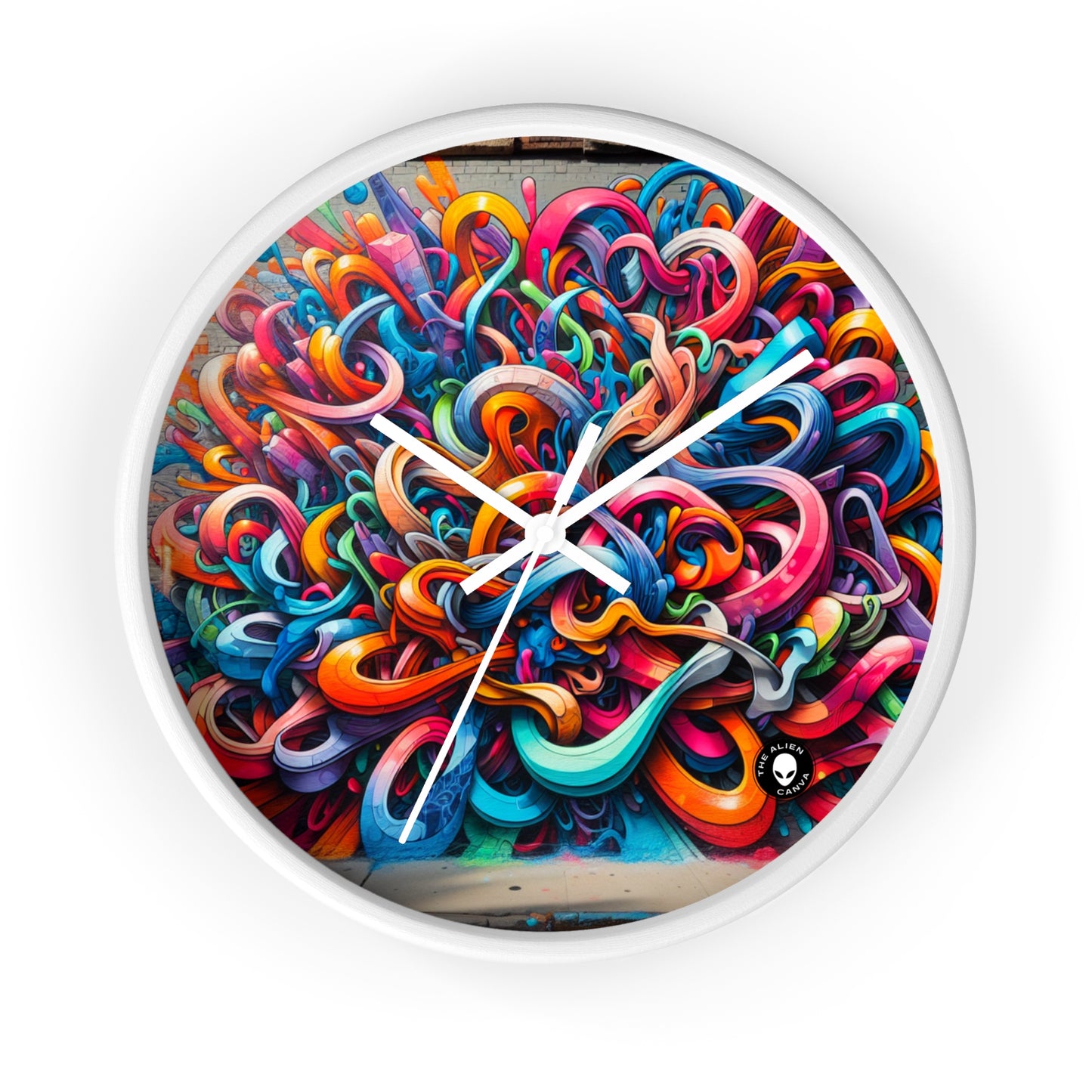 "Urban Vibe: A Graffiti Cityscape" - El reloj de pared alienígena Graffiti Art