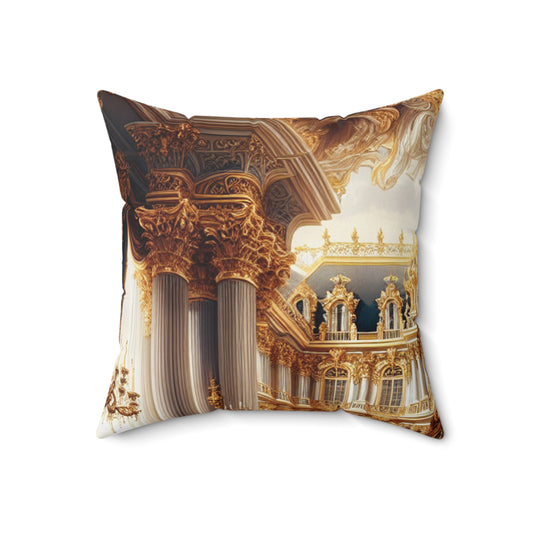 "Regal Splendor: A Gold-Plated Baroque Palace" - The Alien Spun Polyester Square Pillow Baroque Style