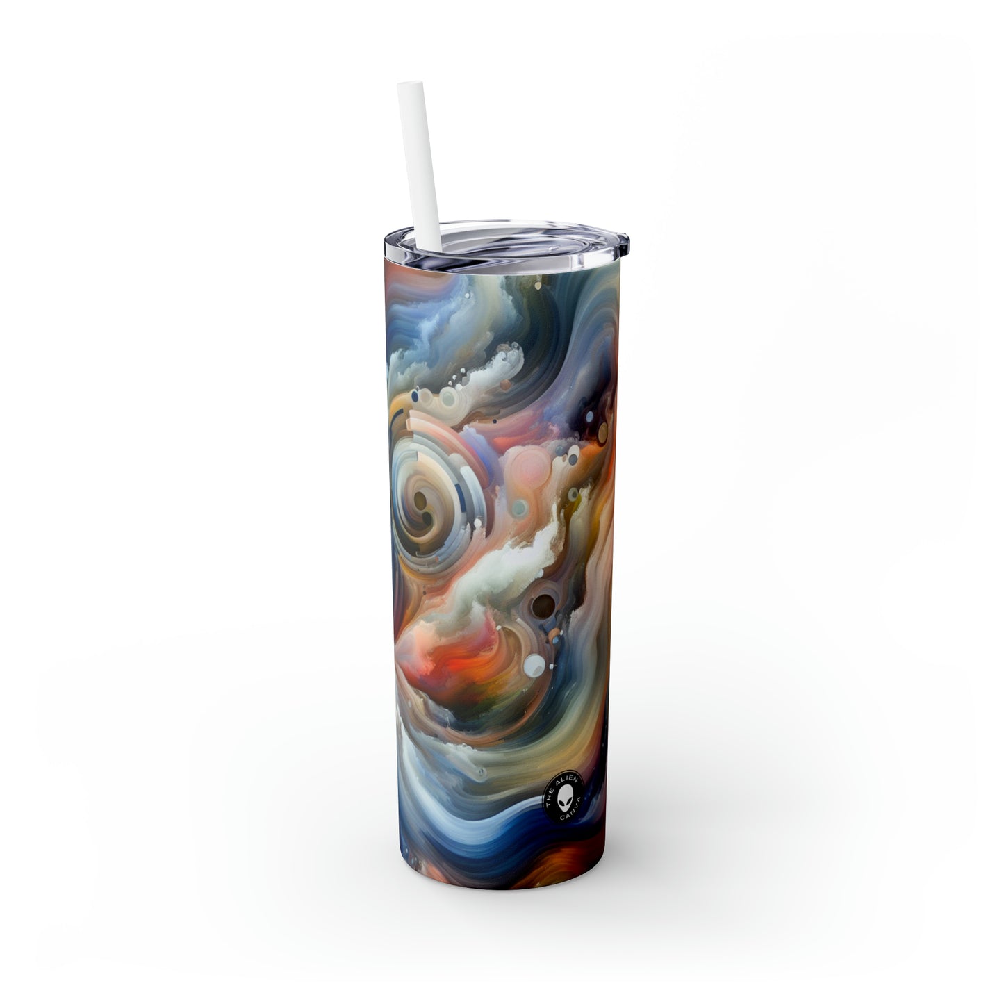 "Living Canvas: The Transcendence of Art and Humanity" - The Alien Maars® Skinny Tumbler with Straw 20oz Video Art