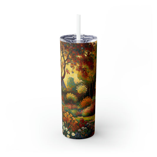"Fauvist Garden Oasis" - The Alien Maars® Skinny Tumbler with Straw 20oz Fauvism Style