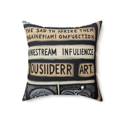 "Intersecting Realities: An Outsider Art Interpretation"- The Alien Spun Polyester Square Pillow Outsider Art