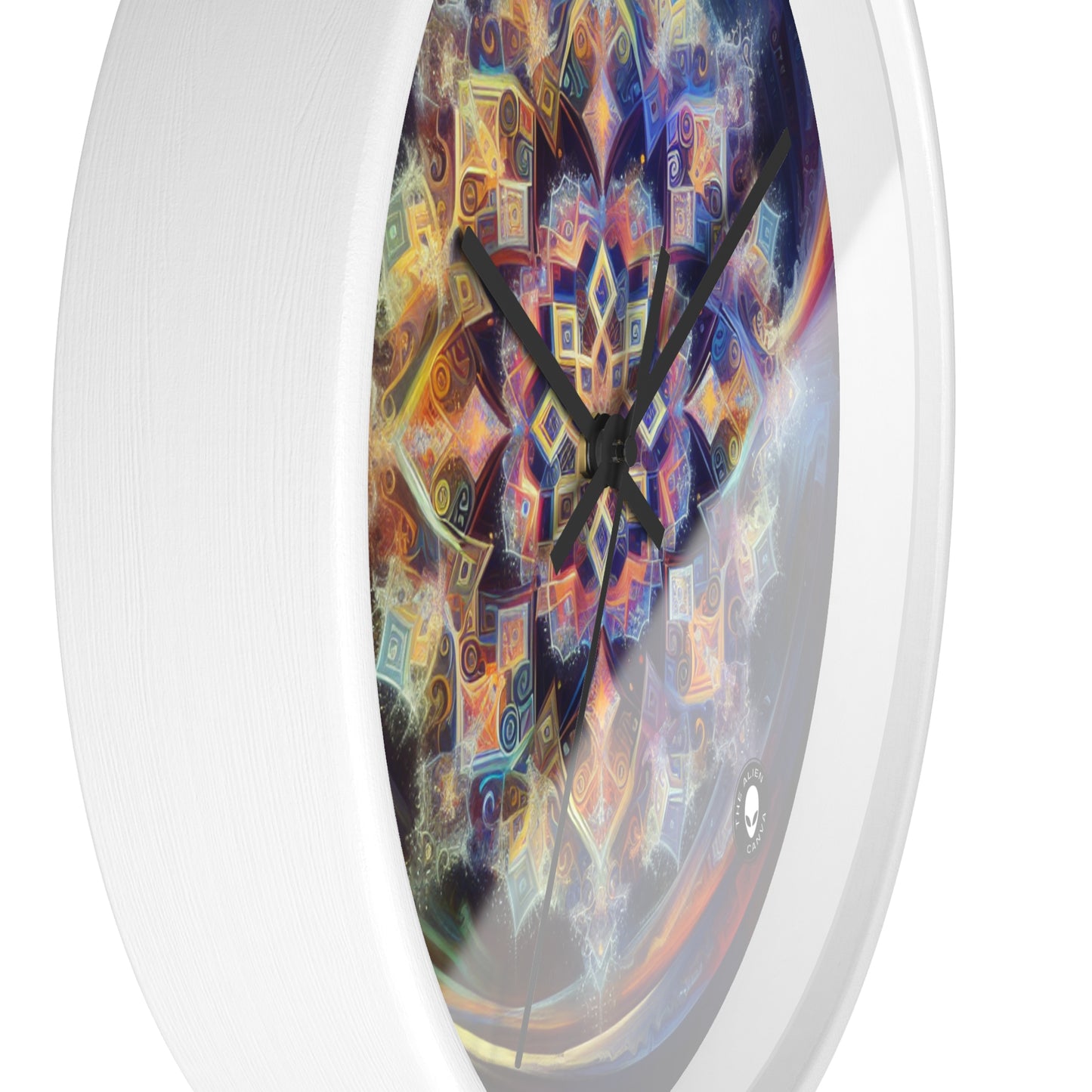 "Mandala dinámico: una pintura geométrica vibrante" - El reloj de pared alienígena