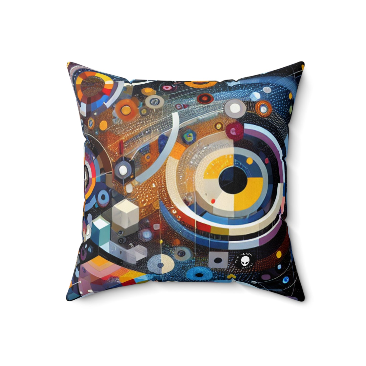 "A Geometric Moment In Time" - The Alien Spun Polyester Square Pillow Digital Art