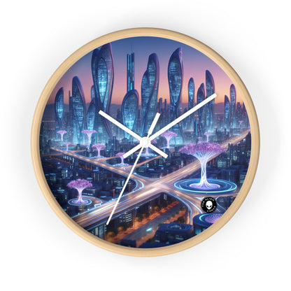 "City of Tomorrow: Nature and Technology Intertwined" - The Alien Wall Clock